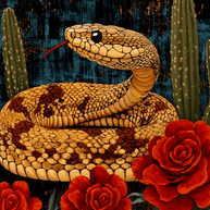 Snake Amid Cactus Art Print