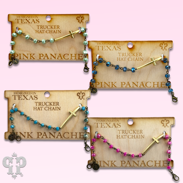 Gold cross beaded trucker hat chain