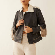 Phoenix Fringe & Cowhide Leather Jacket