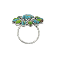 Silver Celestial Bloom Turquoise Ring