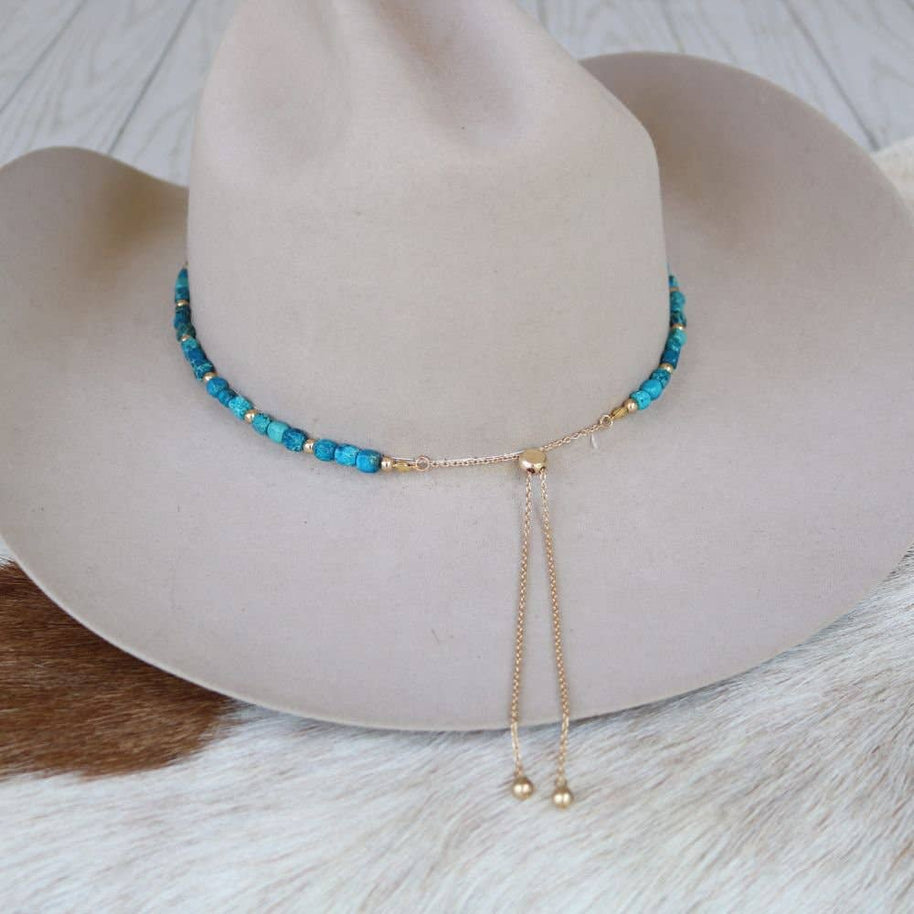 Chunky Deep Blue Stone Hat Band - Briggs