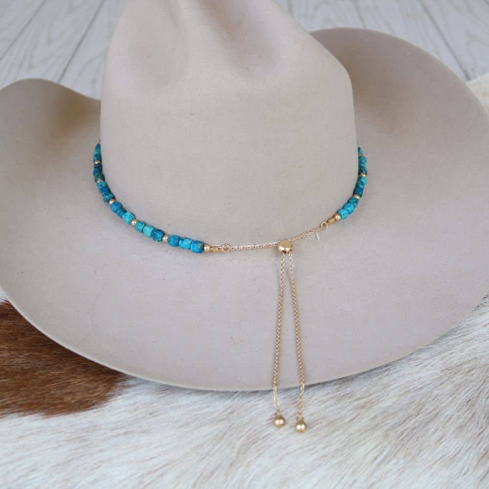 Chunky Deep Blue Stone Hat Band - Briggs