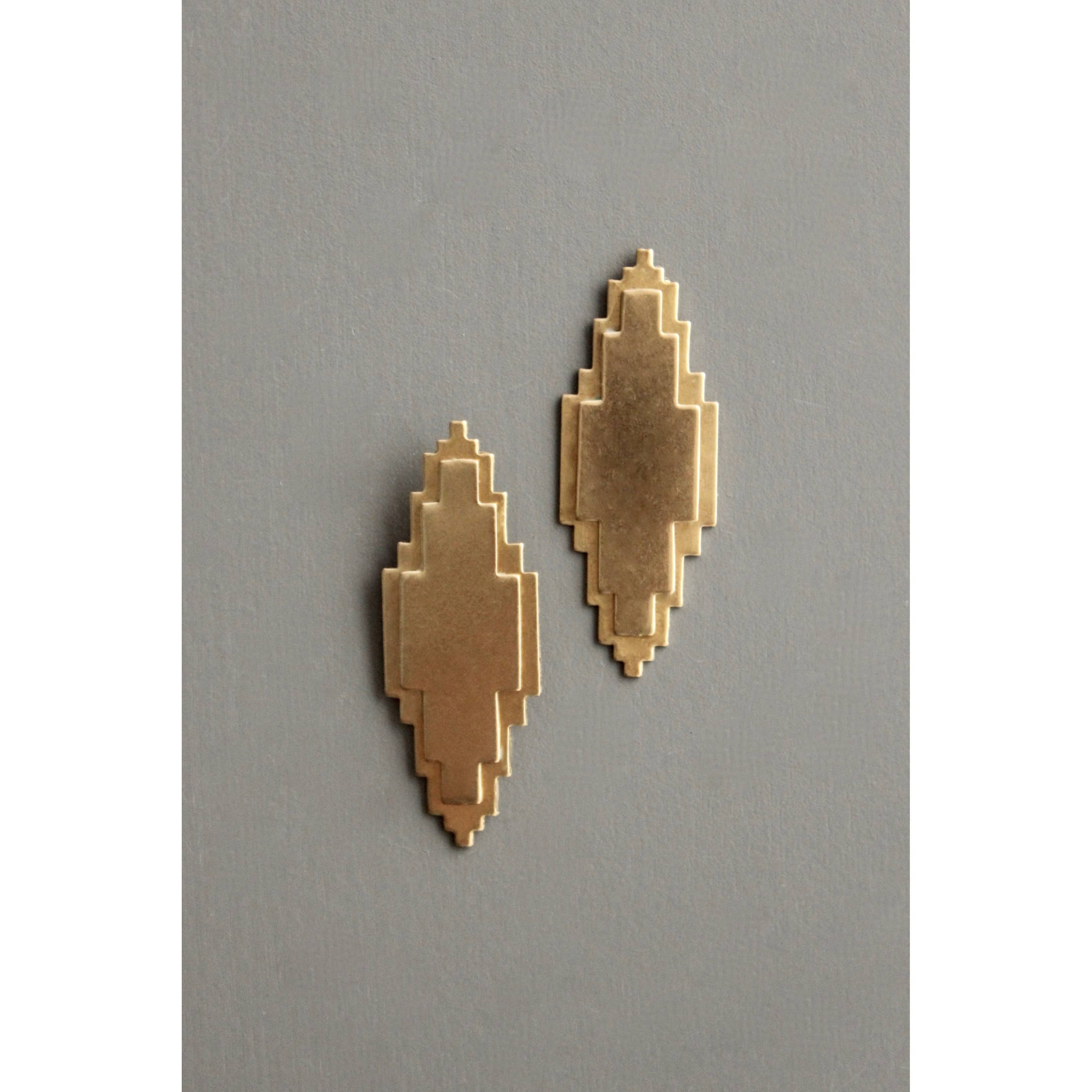 Geometric brass post earrings