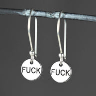 Hand Stamped Fu*k Dangling Earrings