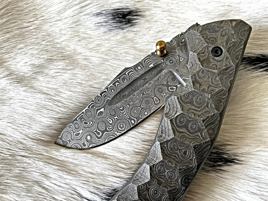 Full Damascus Steel Folding Knife TF-105