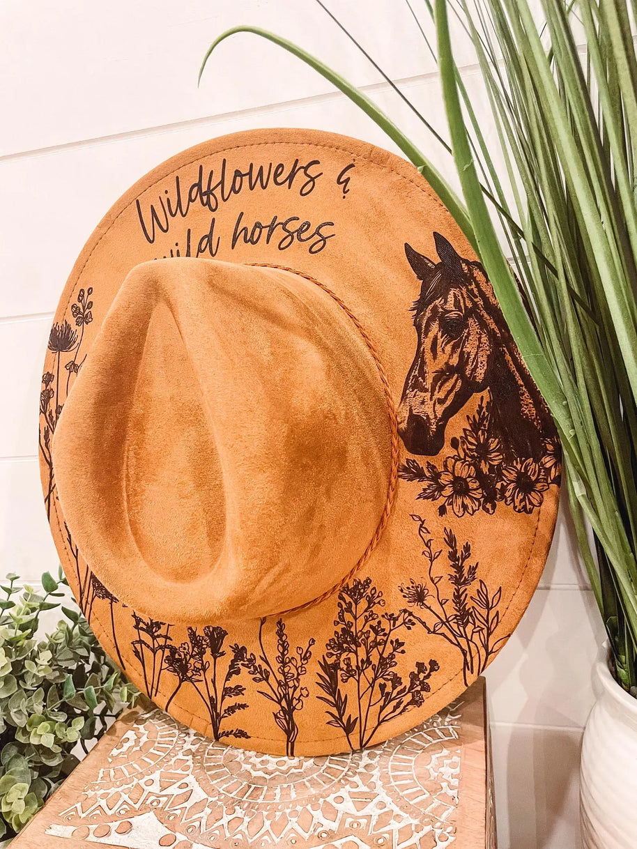 Engraved Floral Horse Hat