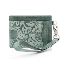 Small ID Wristlet Floral Filigree Leather