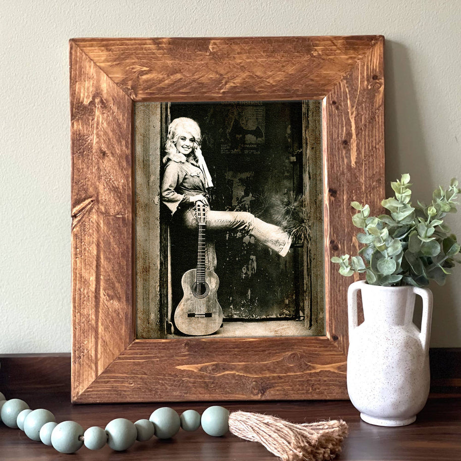 Antiqued Dolly Parton Guitar Picture
