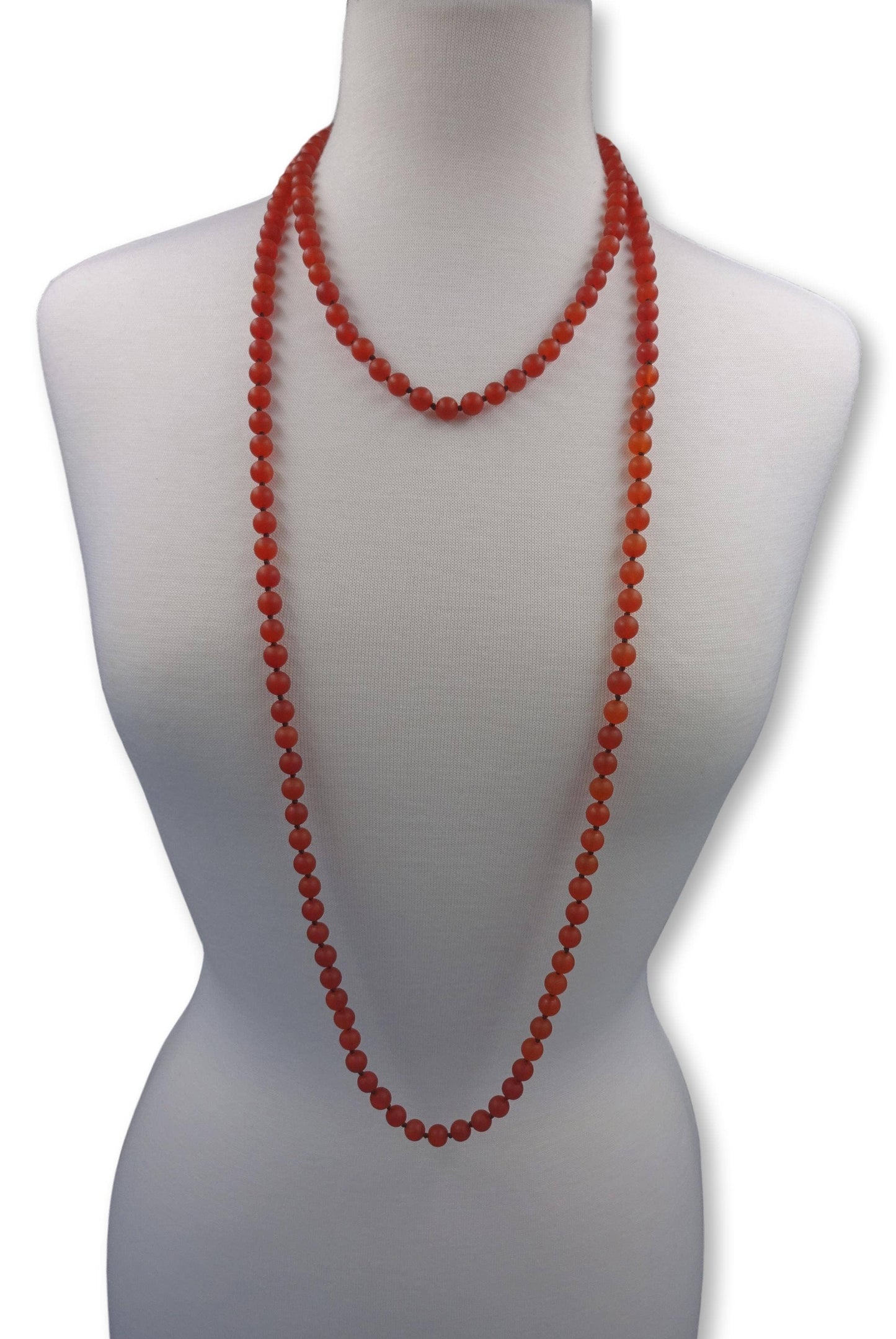 60" 8MM Matte Carnelian Infinity Necklace