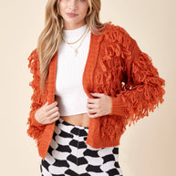 Orange Fringe Cardigan