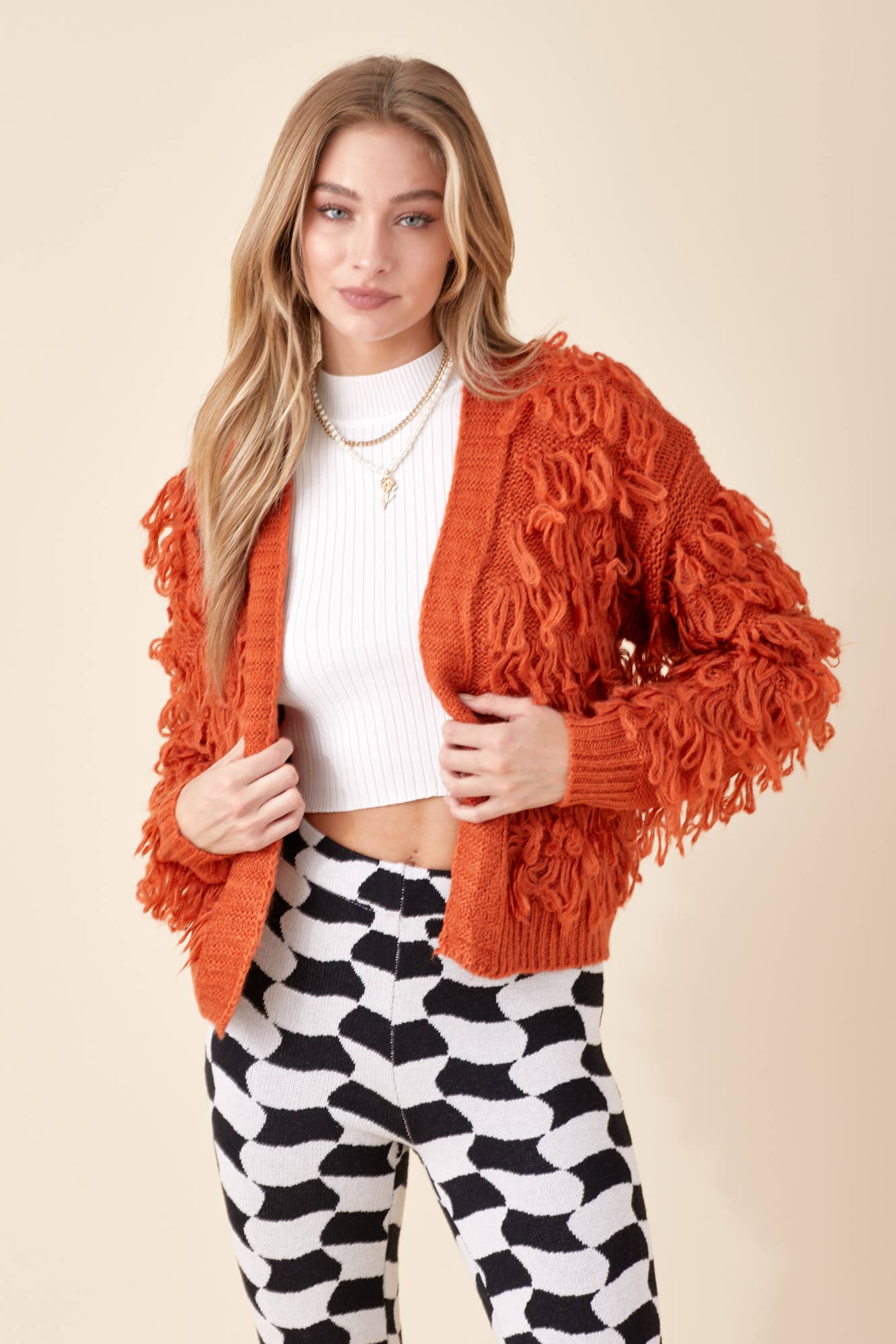 Orange Fringe Cardigan