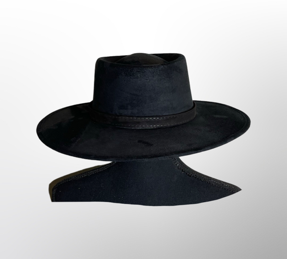 Crown Vegan Suede Flat Brim Boater Hat