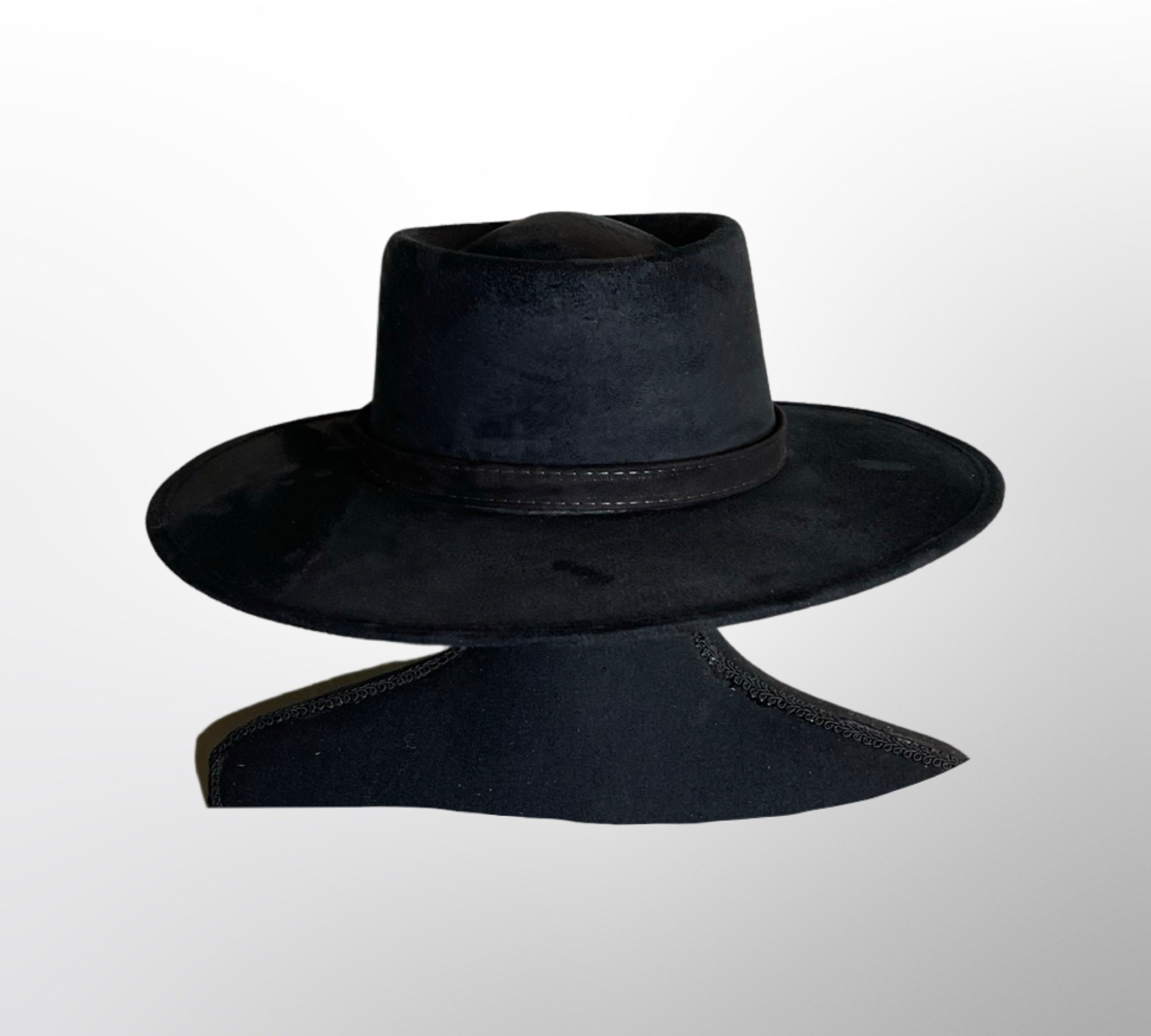 Crown Vegan Suede Flat Brim Boater Hat