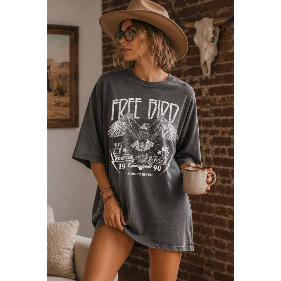Free Bird Oversized Mineral Washed T-Shirt
