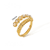 18K Gold-plated Stainless Steel Inlaid Stone Rings