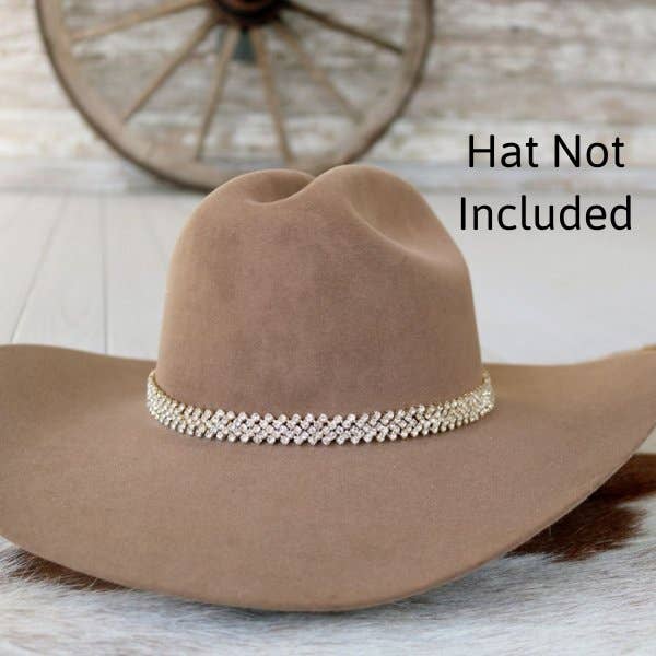 Gold Rhinestone Bling Hat Band - The Loretta