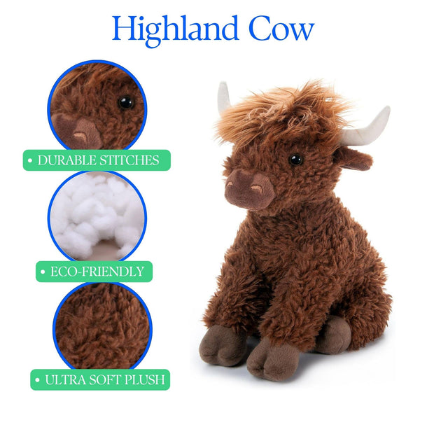 12" Brown Highland Cow Stuffed Animal