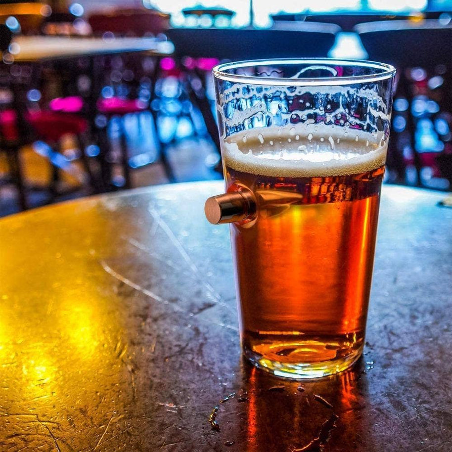 50 Caliber Real Bullet Pint Glass