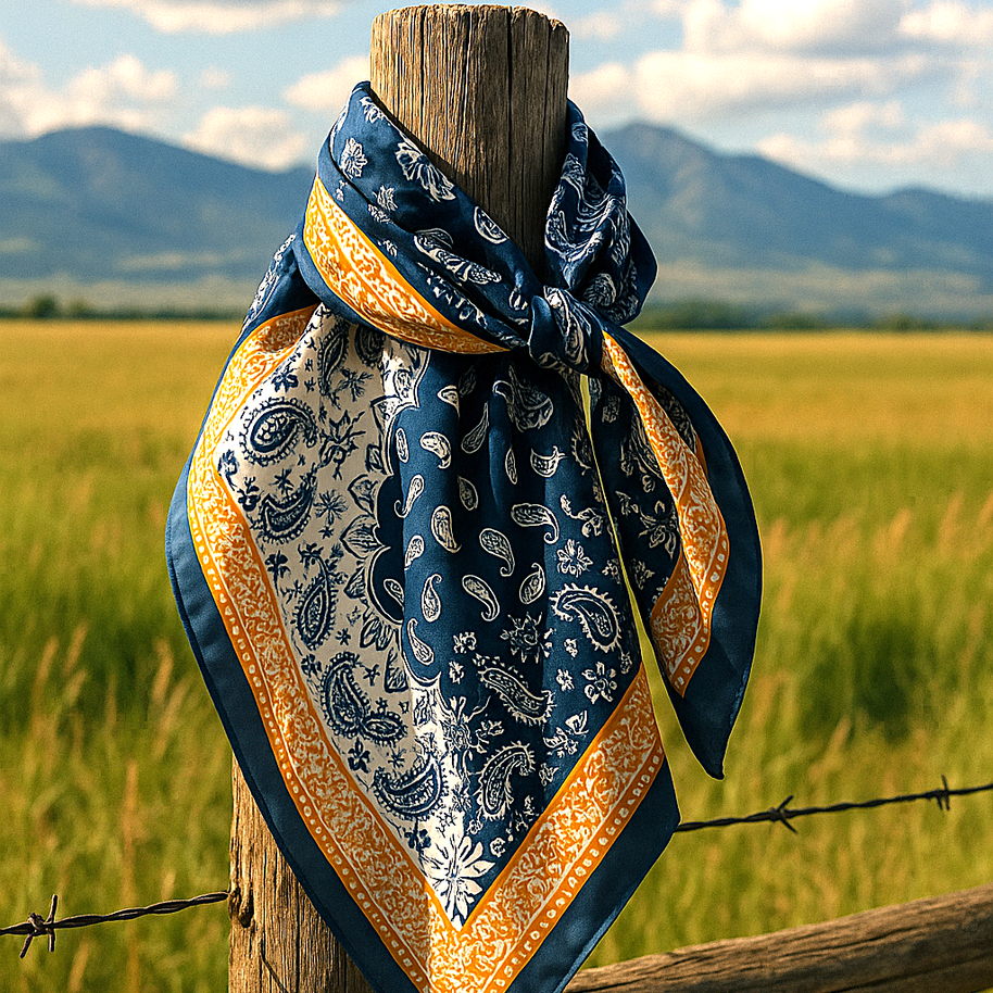 35X35"  Blue Two-Toned Paisley Wild Rag WR3300