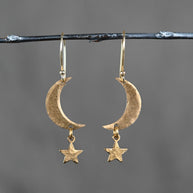 Brass Hammered Moon & Stars