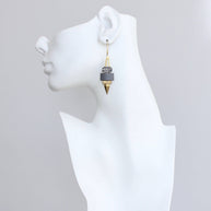 ArtDeco hematite and brass earrings