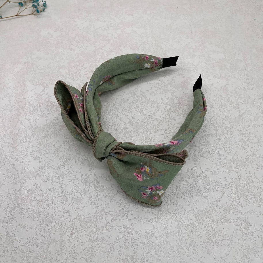 Wide Floral Bow Headband