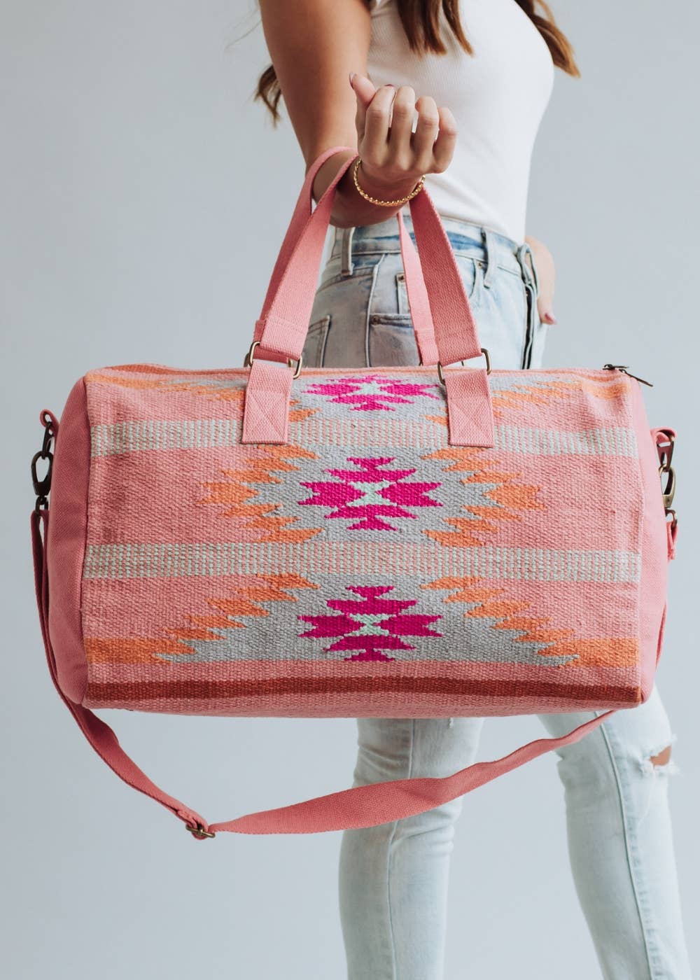 Orange & Pink Aztec Duffel Bag