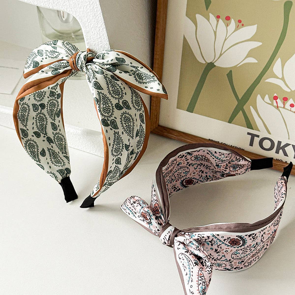 CASHEW FLOWER KNOTTED RABBIT EAR HEADBAND_