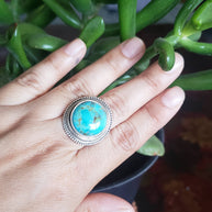 Natural Turquoise 925 sterling silver ring (R-42)
