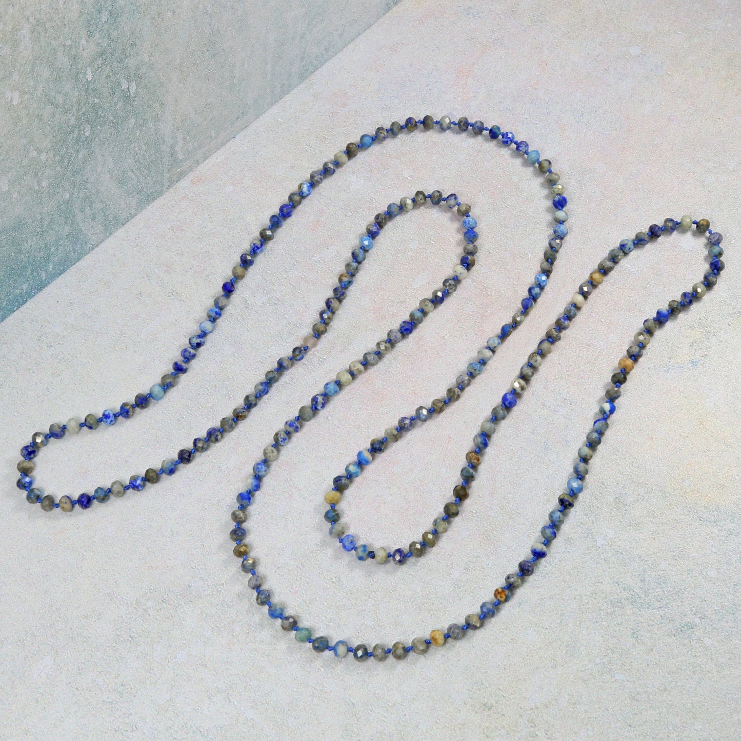 36" 3x4mm Infinity Micro-cut Lapis Lazuli Necklace