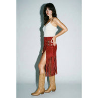 Black Fringe Buckle Skirt