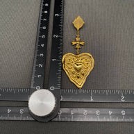 Hammered heart-shaped pattern 18K Golden SS Earrings