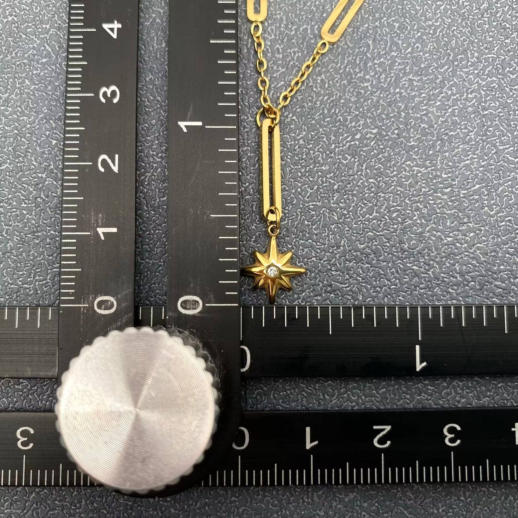 CZ Star Charm 18K GP SSteel Necklace