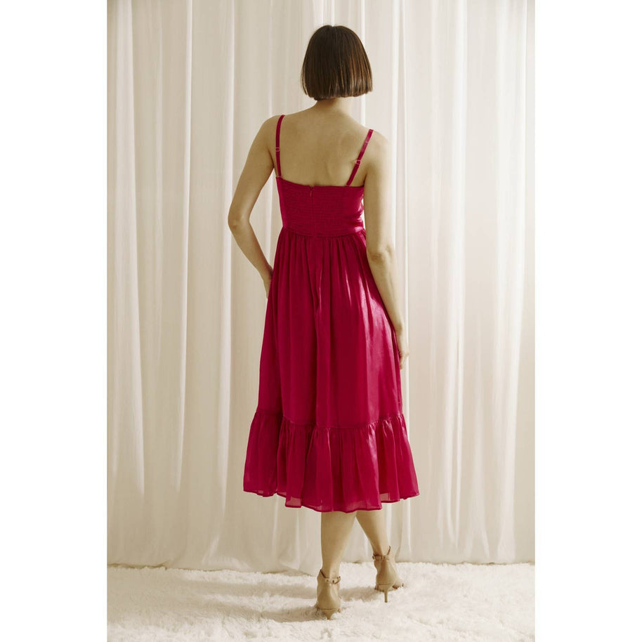 Bustier Midi Dress, Magenta