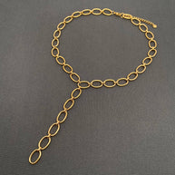 18K GP S. Steel Y-neck Chain Necklace