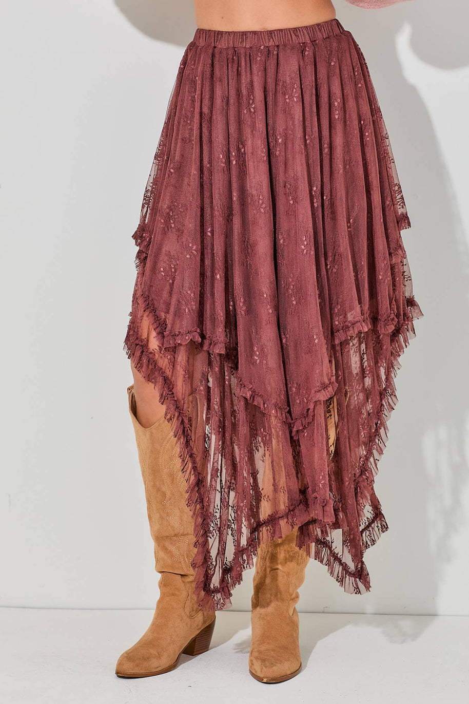 Lace Layered Hem Skirt