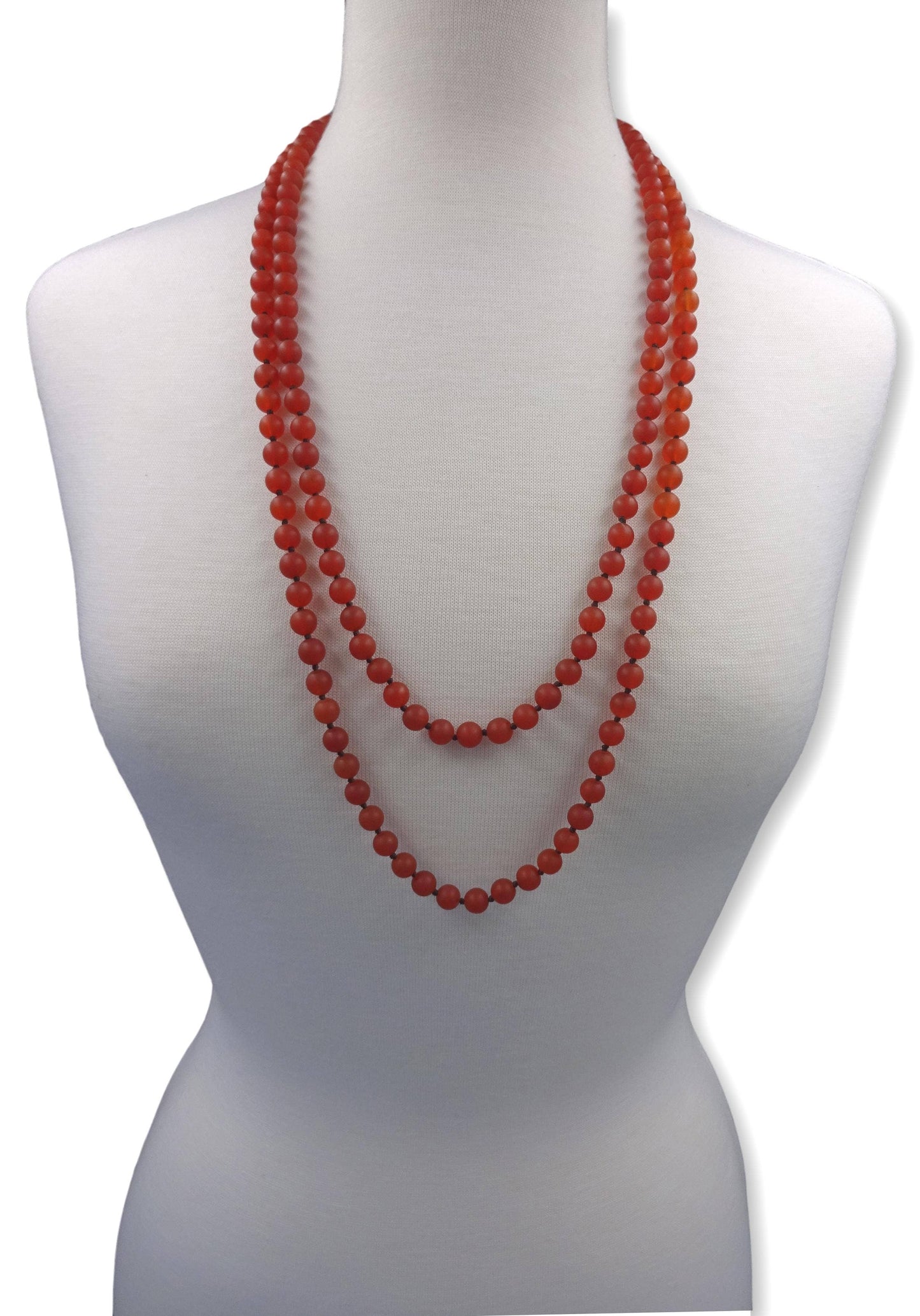 60" 8MM Matte Carnelian Infinity Necklace