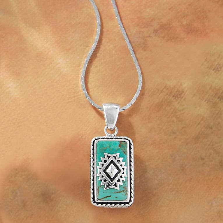 Sterling & Turquoise Southwest Overlay Pendant