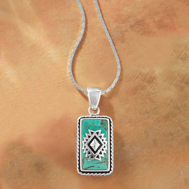 Sterling & Turquoise Southwest Overlay Pendant