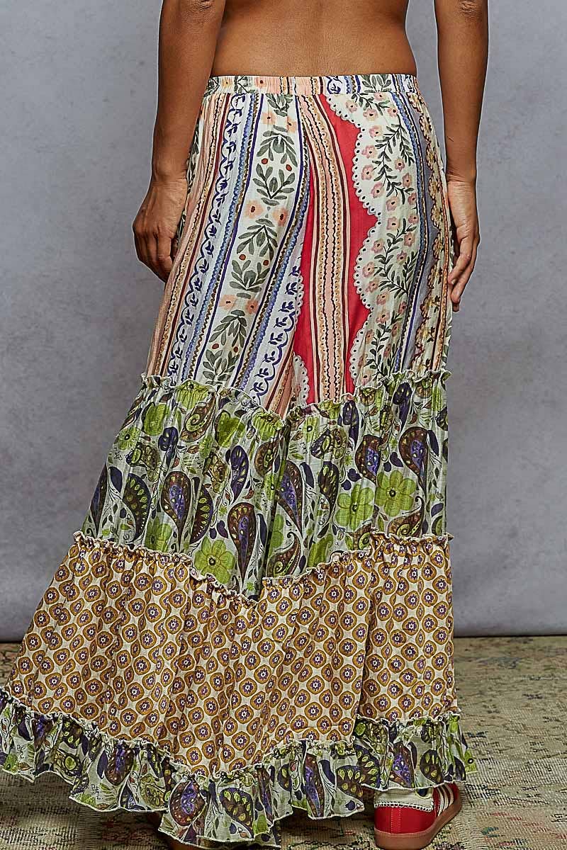 Patterned Wide Leg Pants