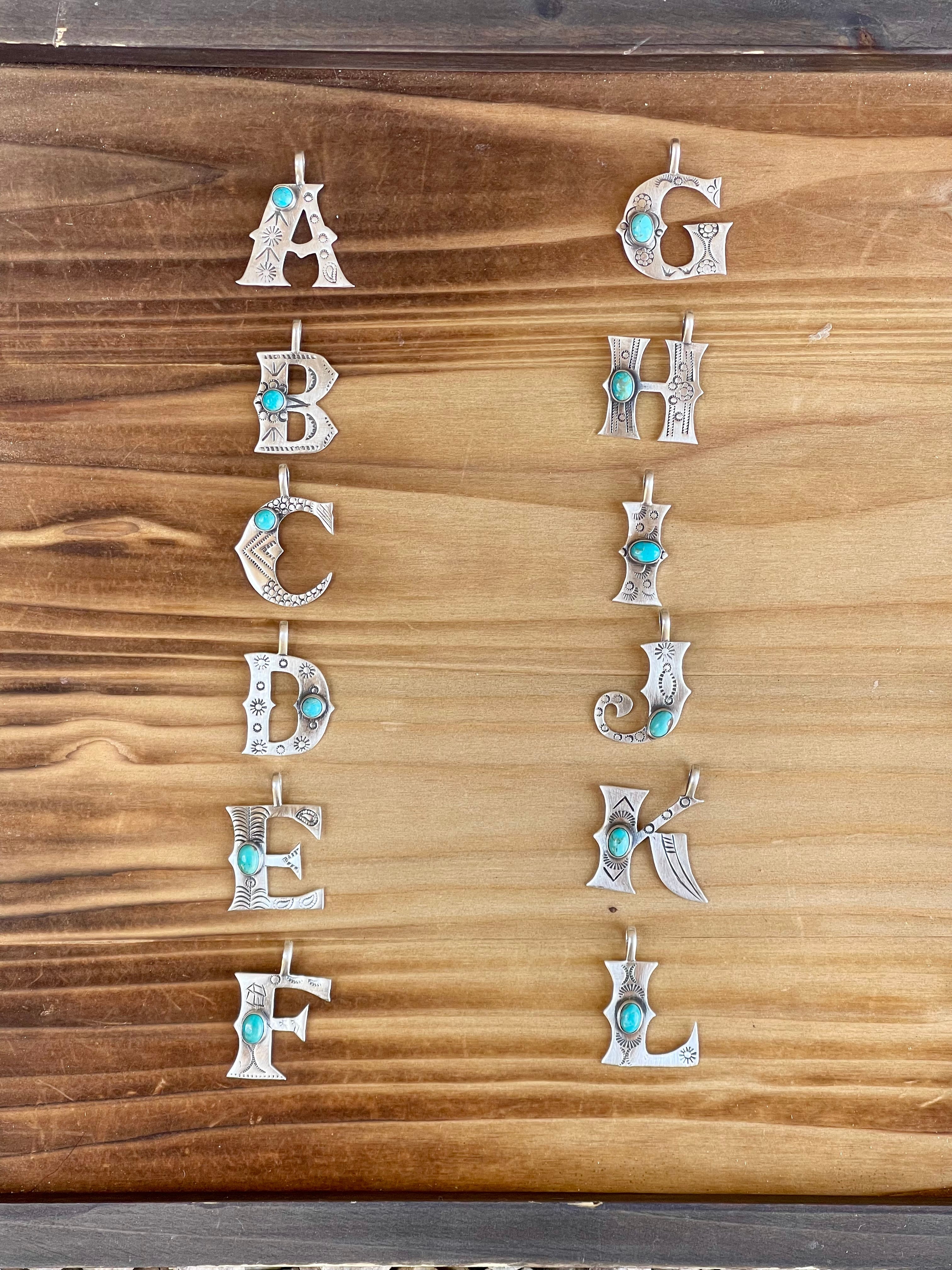 Beautiful Handmade Sterling Silver and Turquoise Letter Pendant