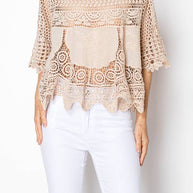 Relaxed Short Crochet Lace Top