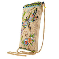 Soaring Spirit Beaded Dragonfly and Floral Crossbody Bag