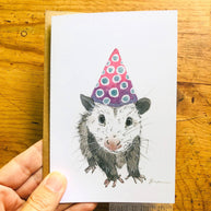 Greeting Card: I'm Here For the Party Opossum Possum, Art