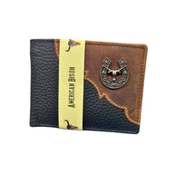 Mixed Media Two Tone Bifold Rodeo Wallet w/ Medallion