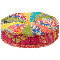 Round Kantha Floor Pillow