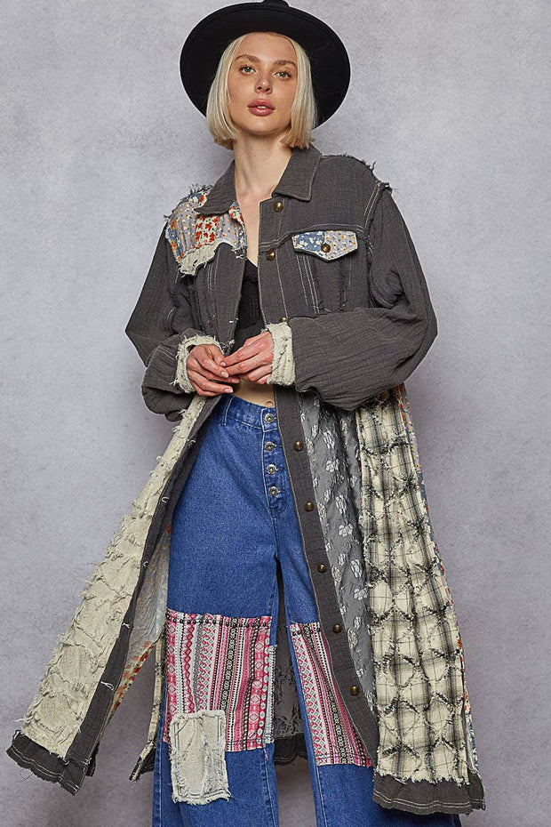 Patchwork Maxi Length Jacket