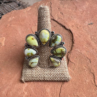 Beautiful Handmade Palomino Turquoise And Sterling Silver Adjustable Naja STAR Ring