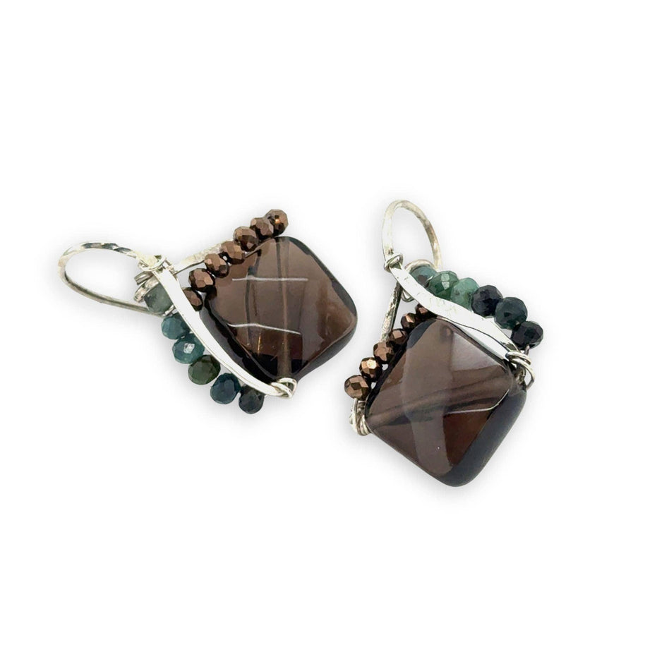 Handmade Tree Bark Smokey Quartz Mini Earring