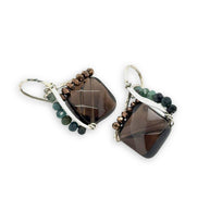 Handmade Tree Bark Smokey Quartz Mini Earring